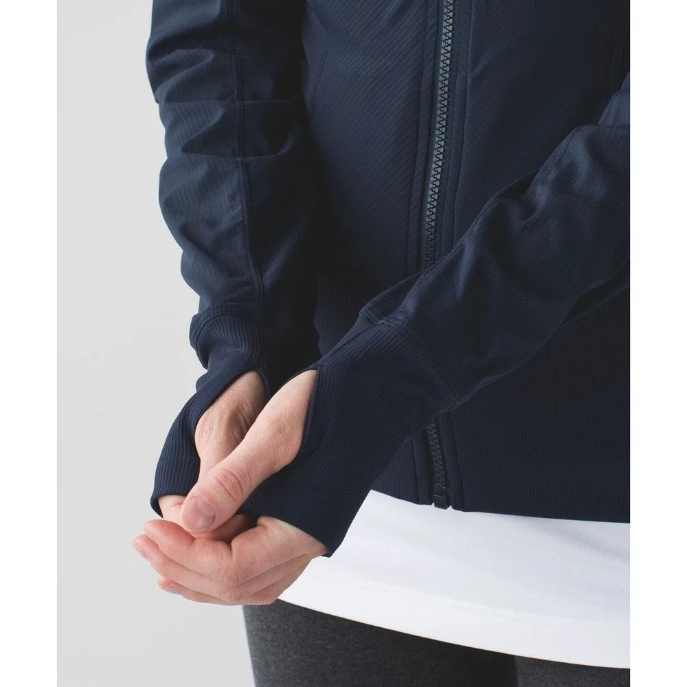 Lululemon Womens 8 Flux Jacket Reversible Zip Up Hooded‎ Navy